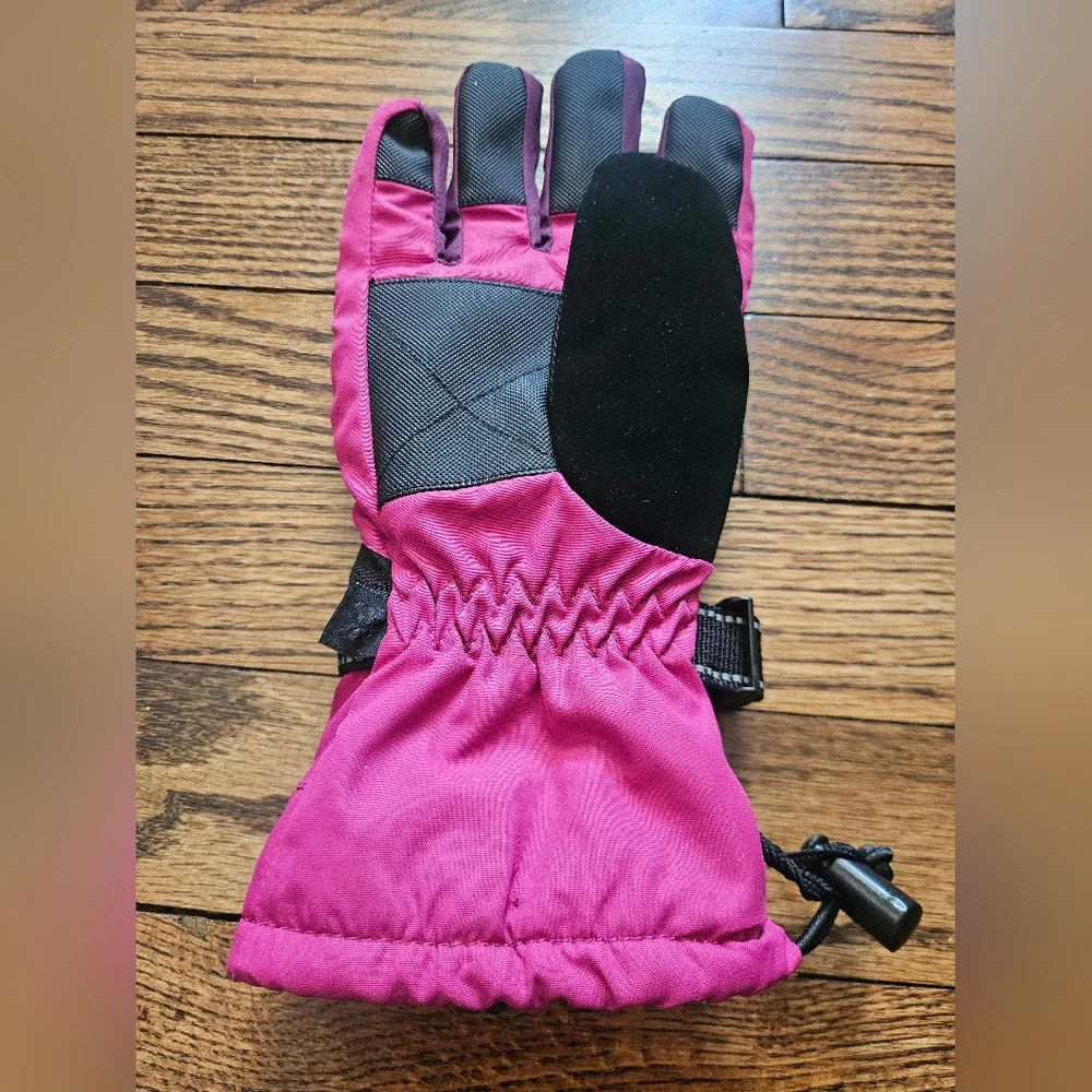 all in motion Girls Pink Insulated Ski Mittens with Adjustable Strap
